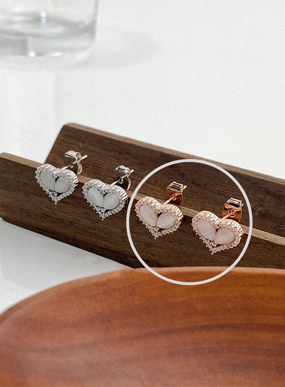 Bloom Faux Pearl Heart Earrings IA517