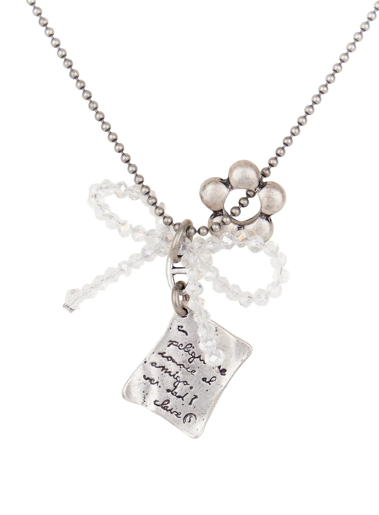 Clear Ribbon Necklace ID529