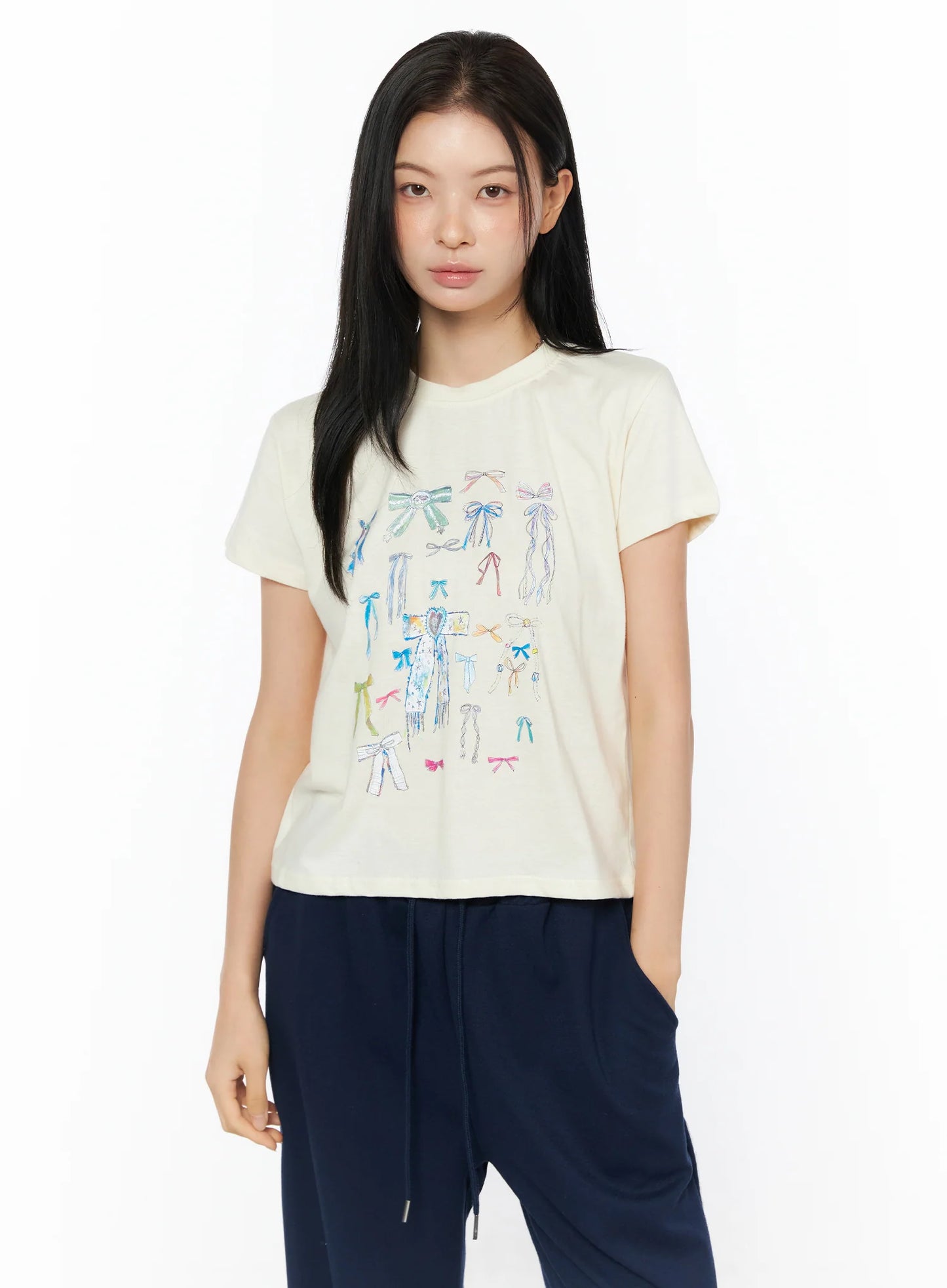 Bow Print Graphic Tee IU516