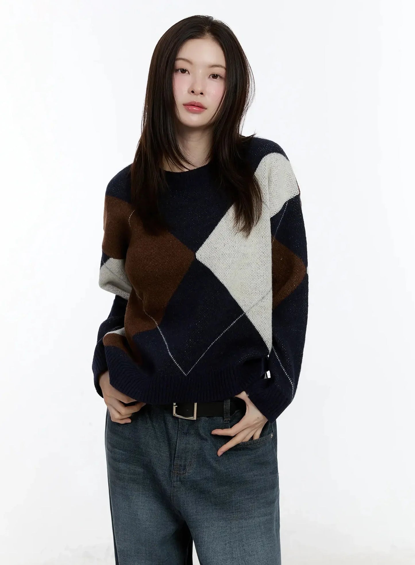 Argyle Pattern Knit Sweater ID526