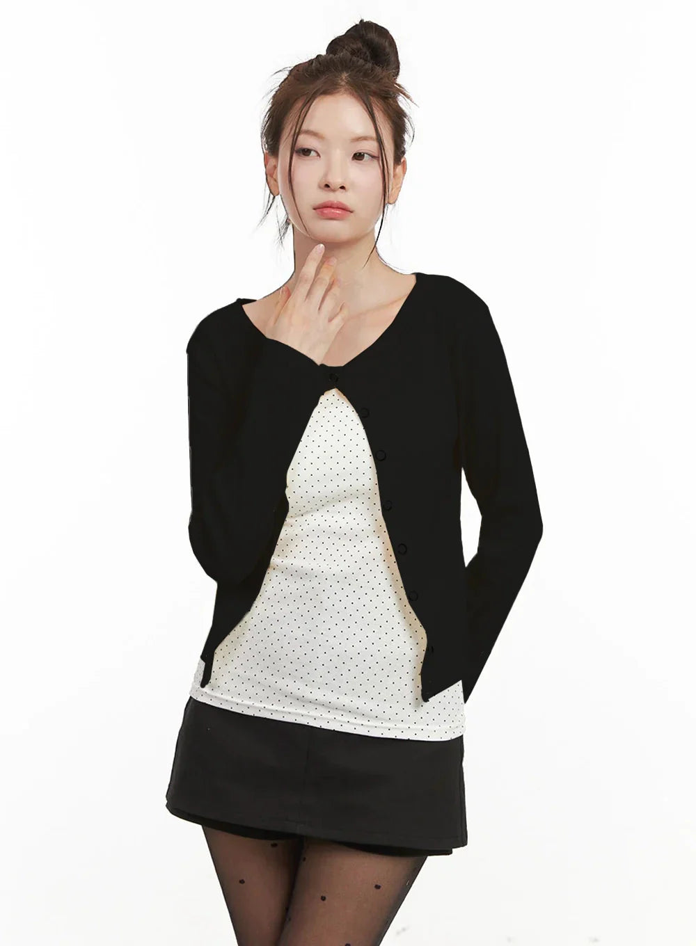 Boat-Neck Crop Cardigan IJ530