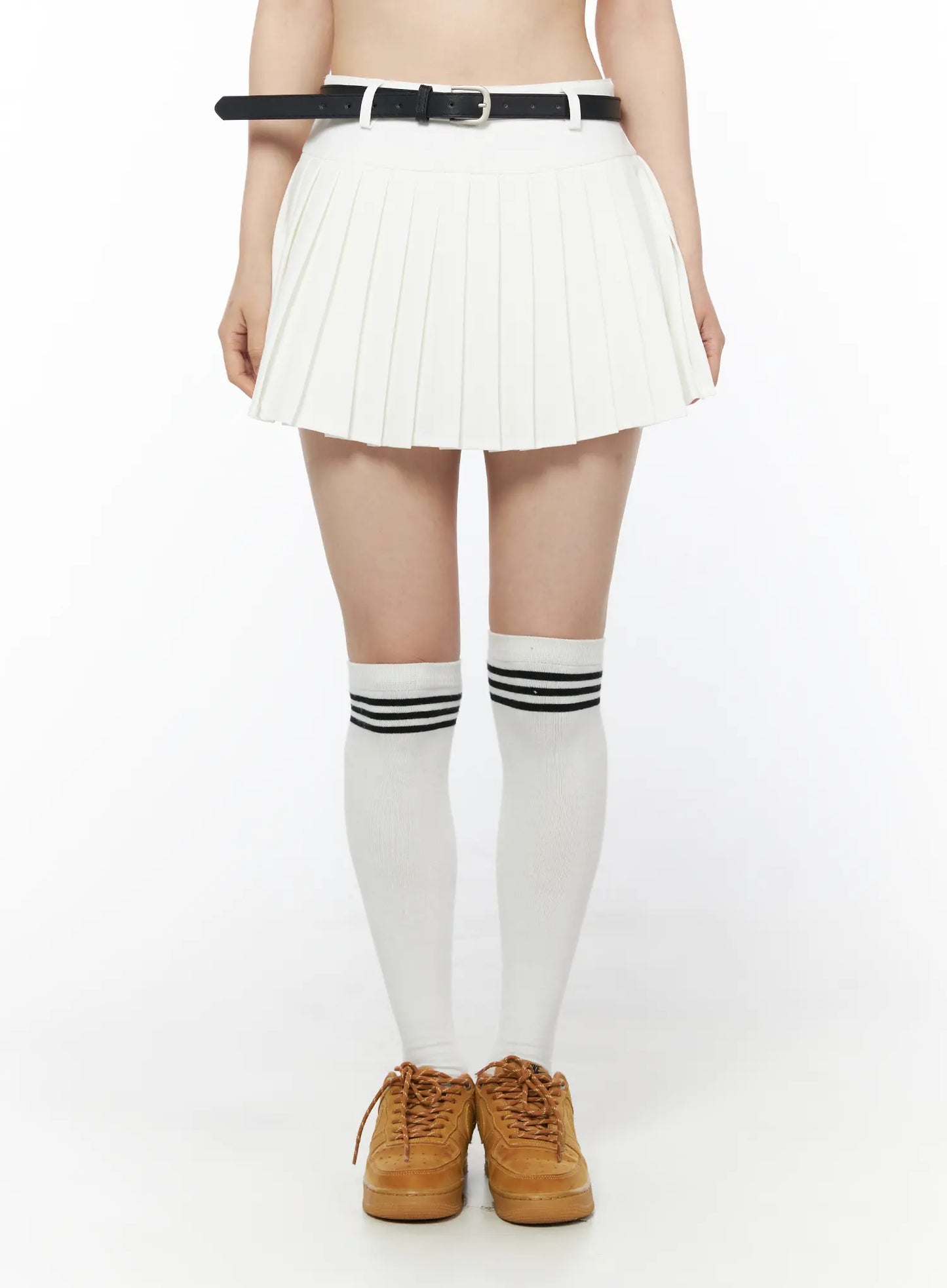 Belted Pleated Mini Skirt CU511