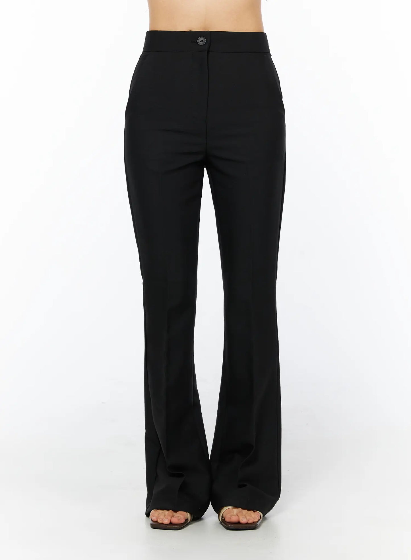 Basic High-Waist Stretch Flared Slacks CU522