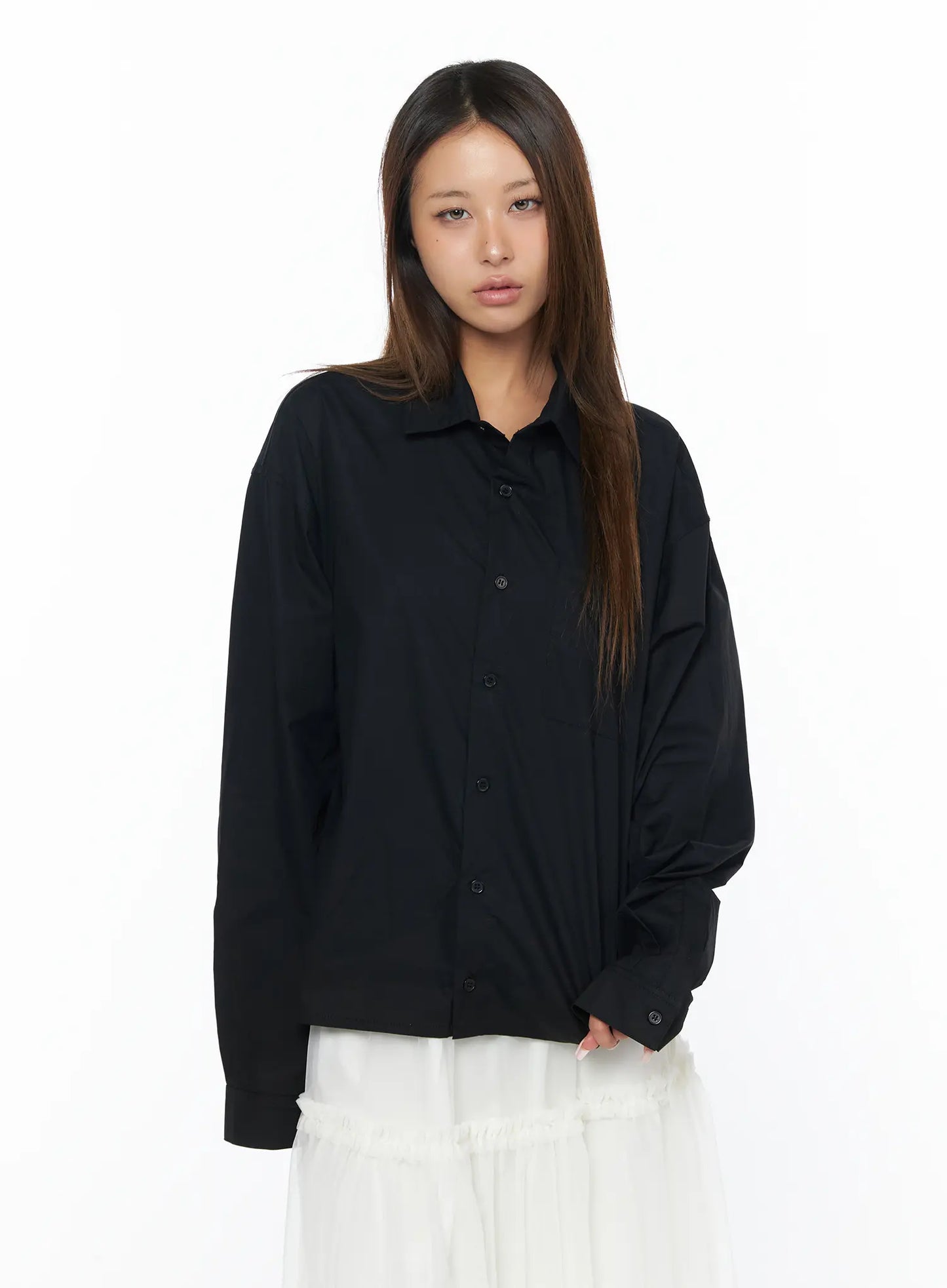 Casual Loose Fit Button-Up Shirt CA516
