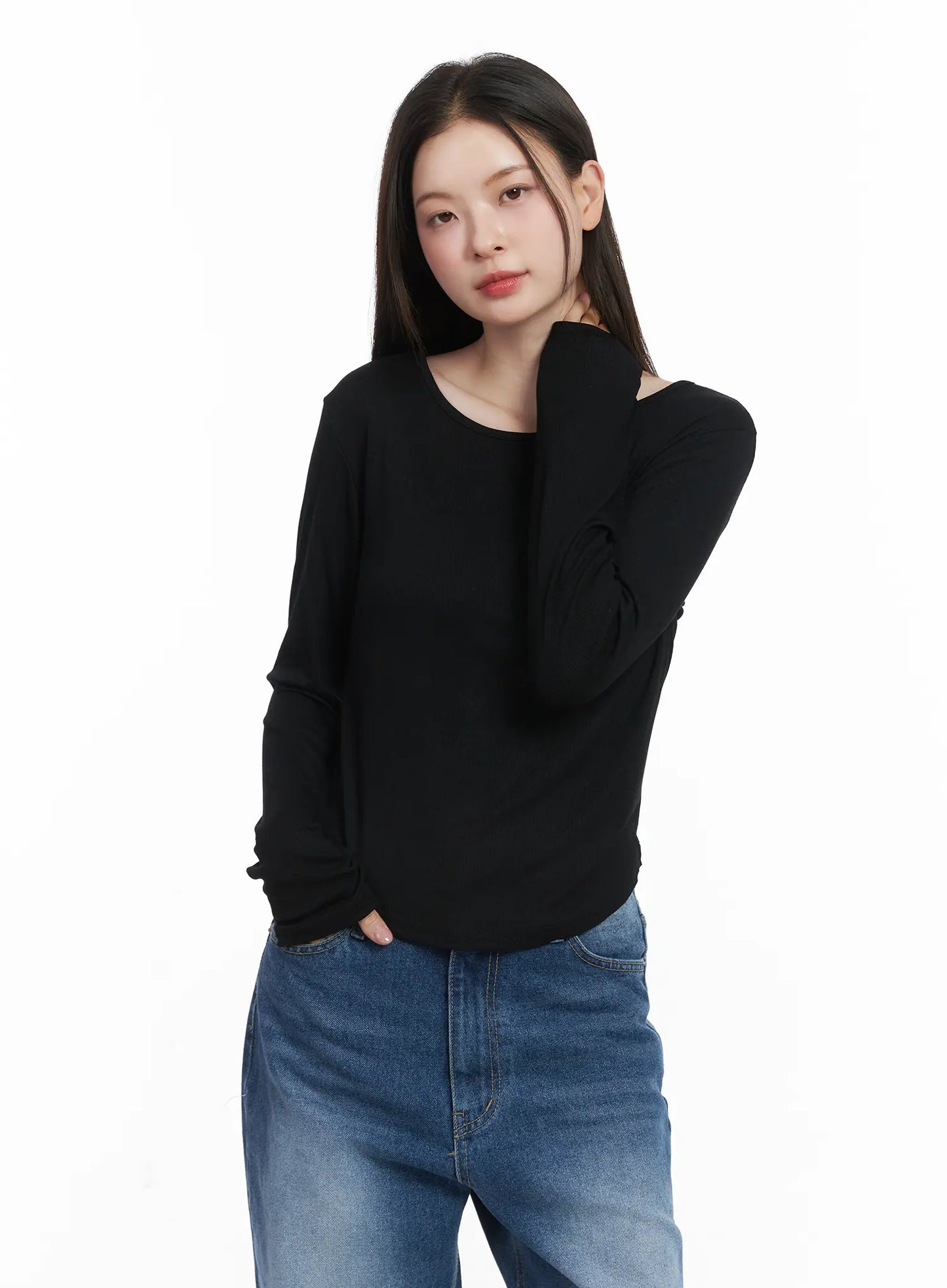 Basic Boat Neck Long Sleeve Top CJ506
