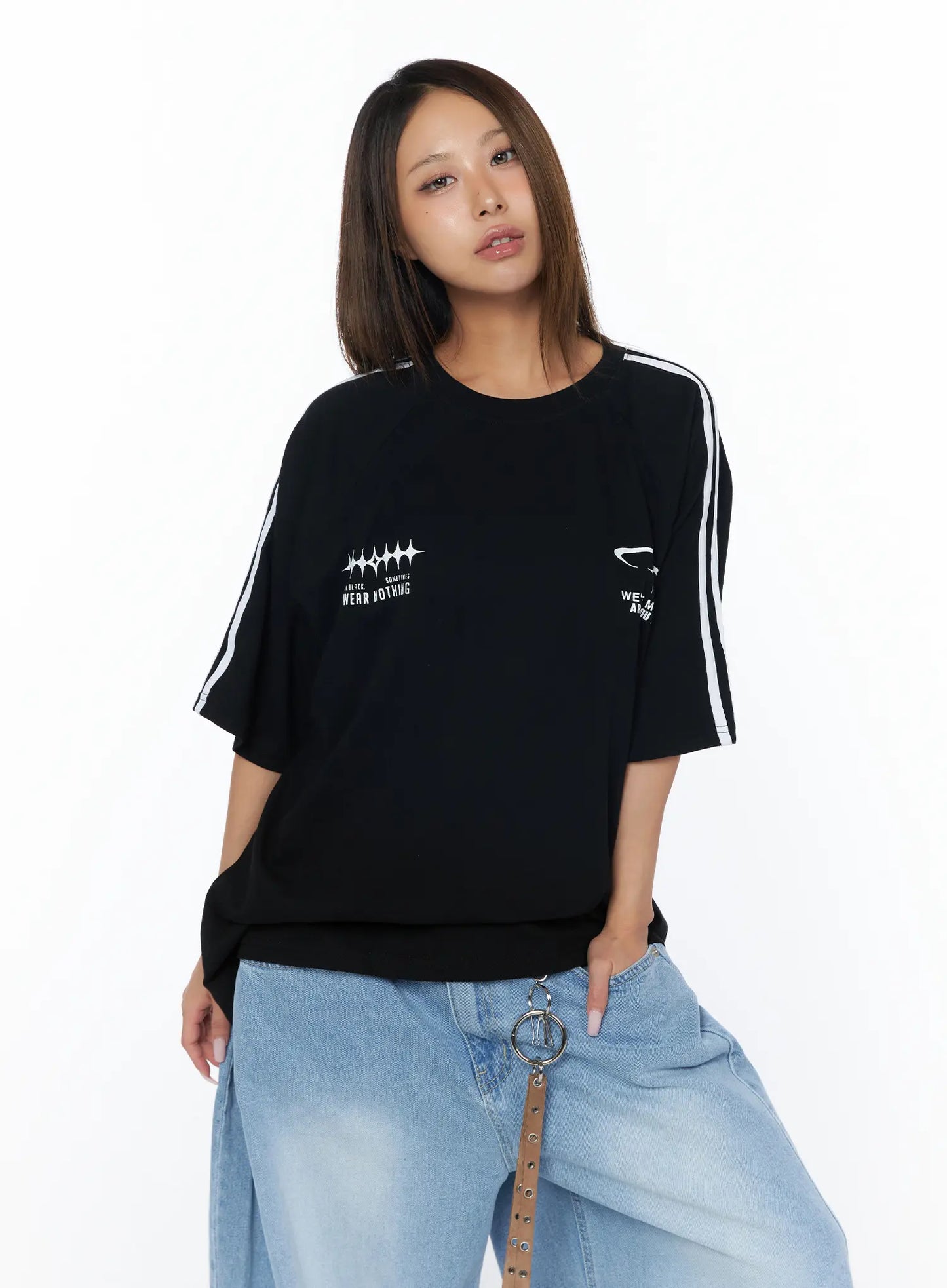 Casual Striped Sleeve Tee CA516