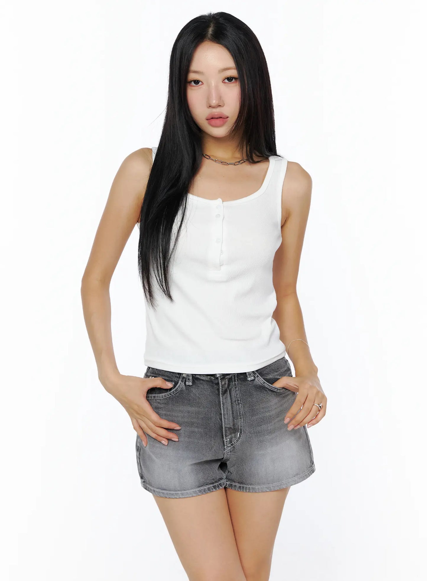 Basic Button Tank Top CU515