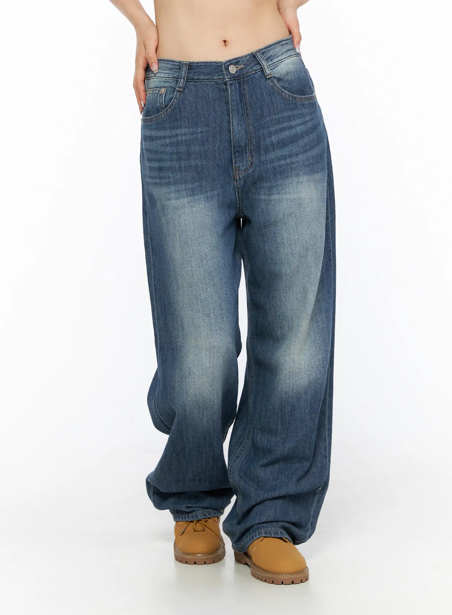Auralie Vintage Washed Wide Leg Jeans CL502