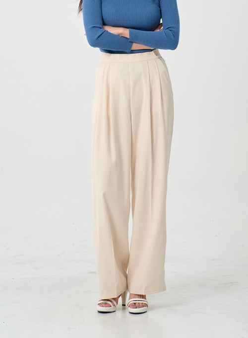 Button Wide Tailored Pants IO12