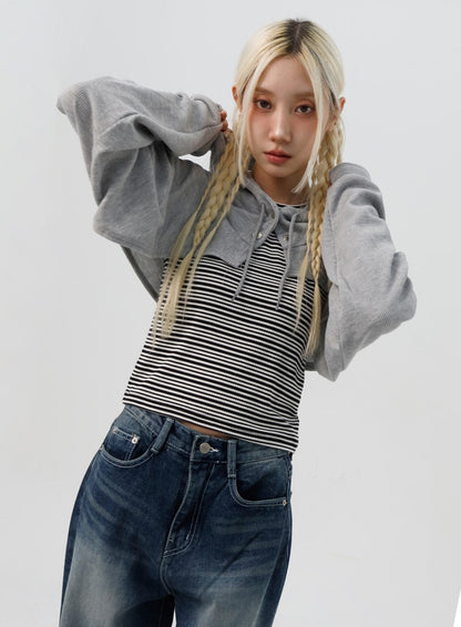 Bolero Style Cropped Hoodie IS311