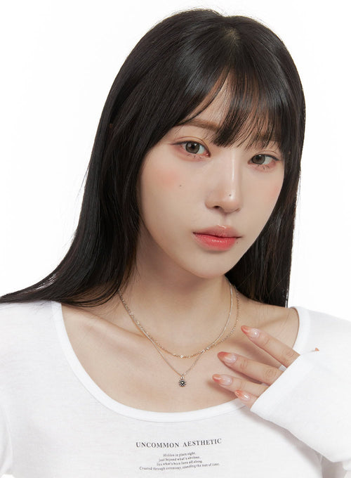 Black Flower Necklace IS413