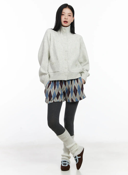 Argyle Pattern Knit Shorts CJ520
