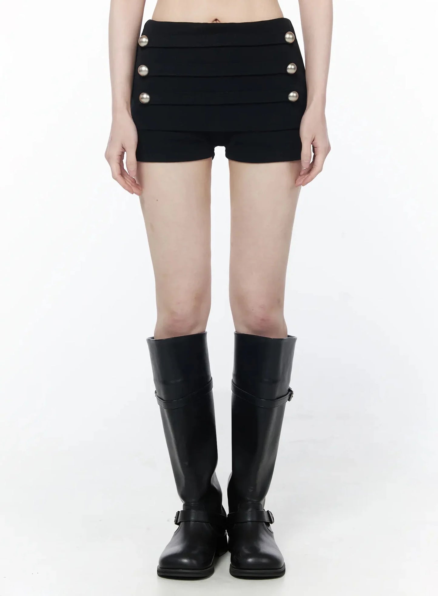Button Accent Mini Shorts IU512