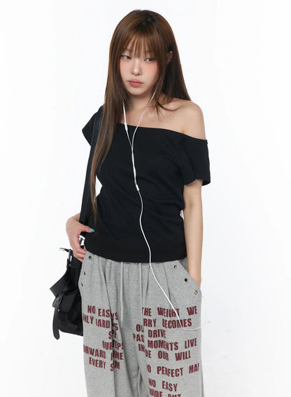 Basic Boat Neck Short Sleeve Tee CY529
