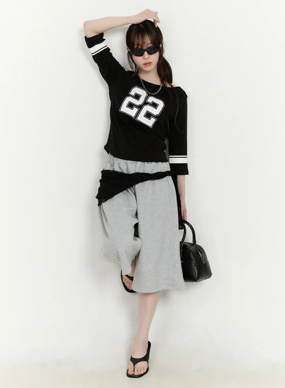 Casual Numeric Print Boatneck Top CA503
