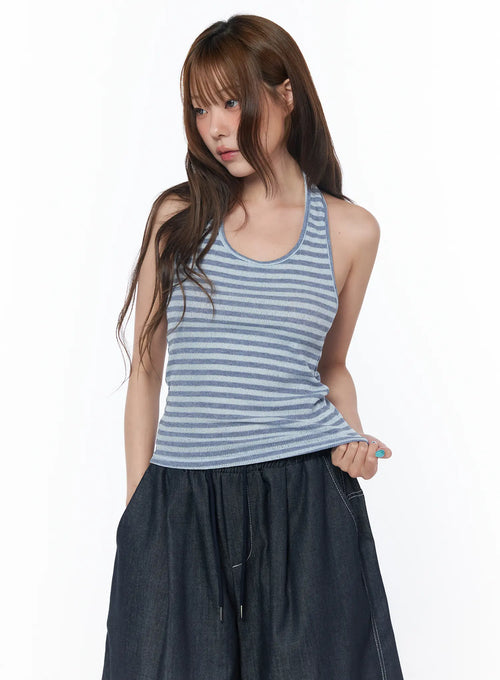 Casual Striped Halter Tank Top CY529