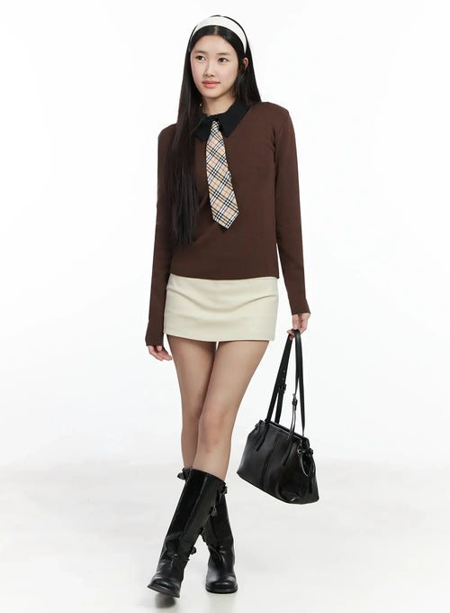 Classic U-Neck Wool-Blend Knit Top IM503