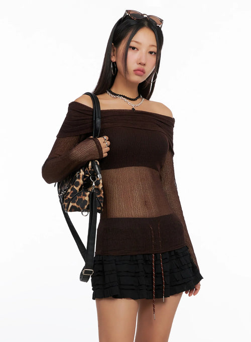 Chich Sheer Off-Shoulder Top IG528