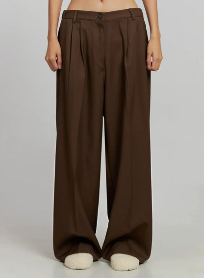 Brown Pleated Slacks IJ505