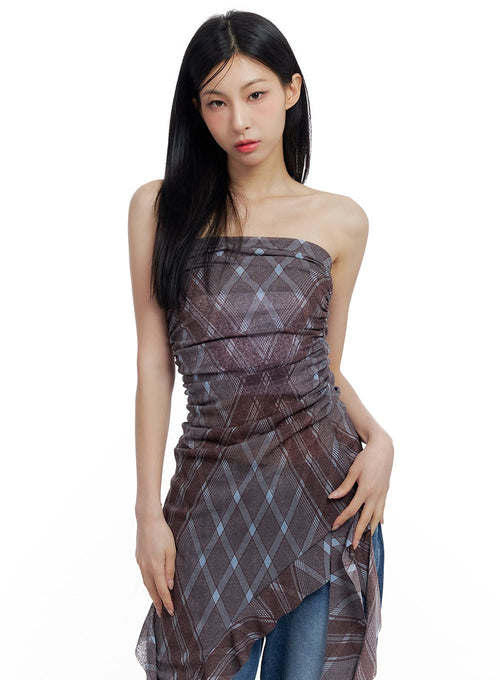 Checkered Ruffle Midi Dress CO426