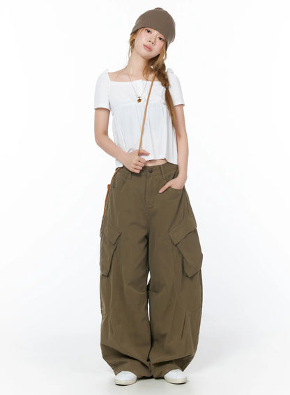Casual Wide Leg Cargo Pants CY508