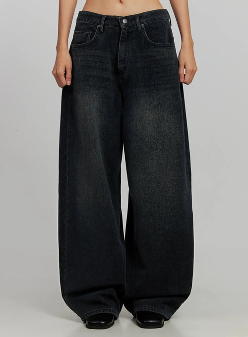 Aubree Washed Wide Jeans IJ502