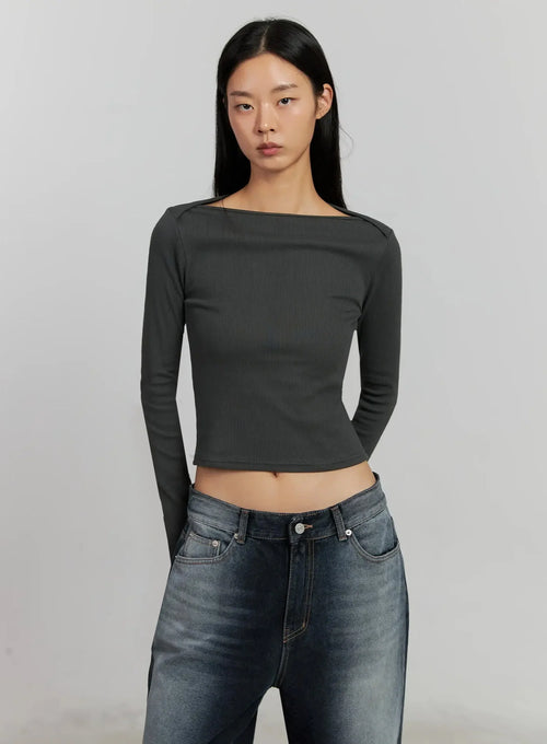 Boat Neck Long Sleeve Top IJ505