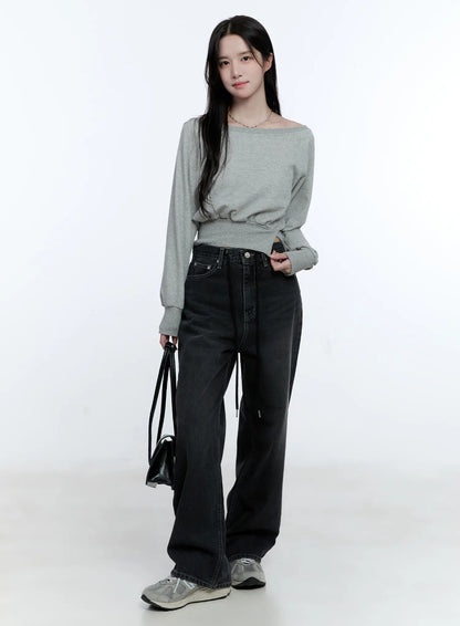 Asymmetric Off-Shoulder Sweatshirt Top CG512
