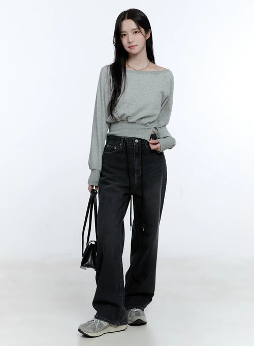 Asymmetric Off-Shoulder Sweatshirt Top CG512