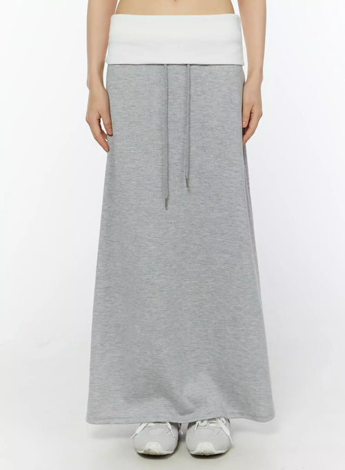 Casual Foldover Maxi Skirt IU509