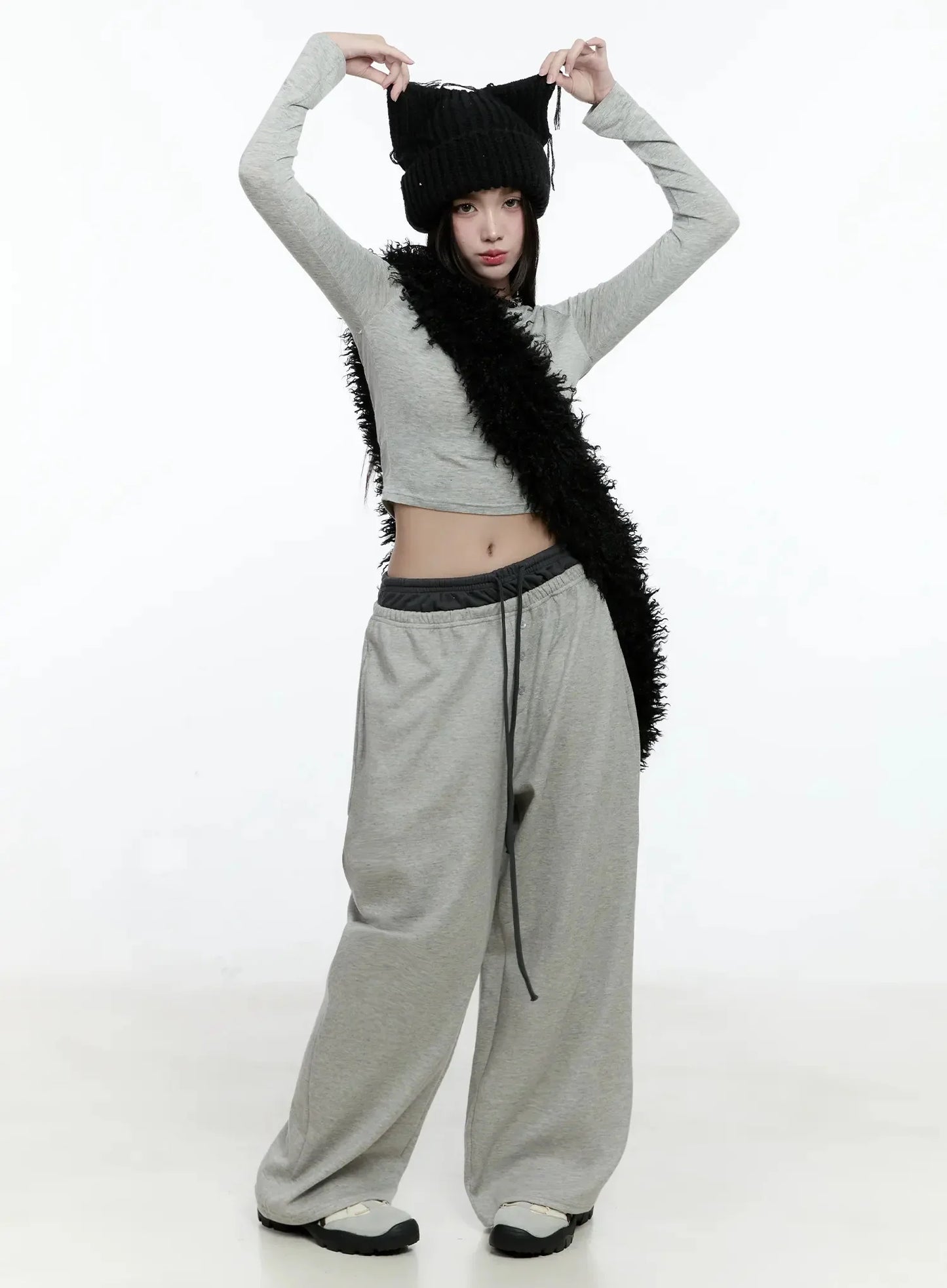 Casual Long Sleeve Crop Tee IO527