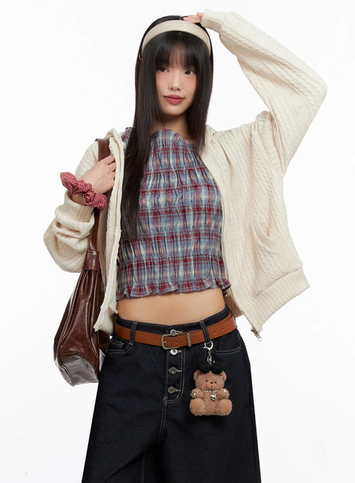 Cable Knit Zip-Up Hoodie IN503