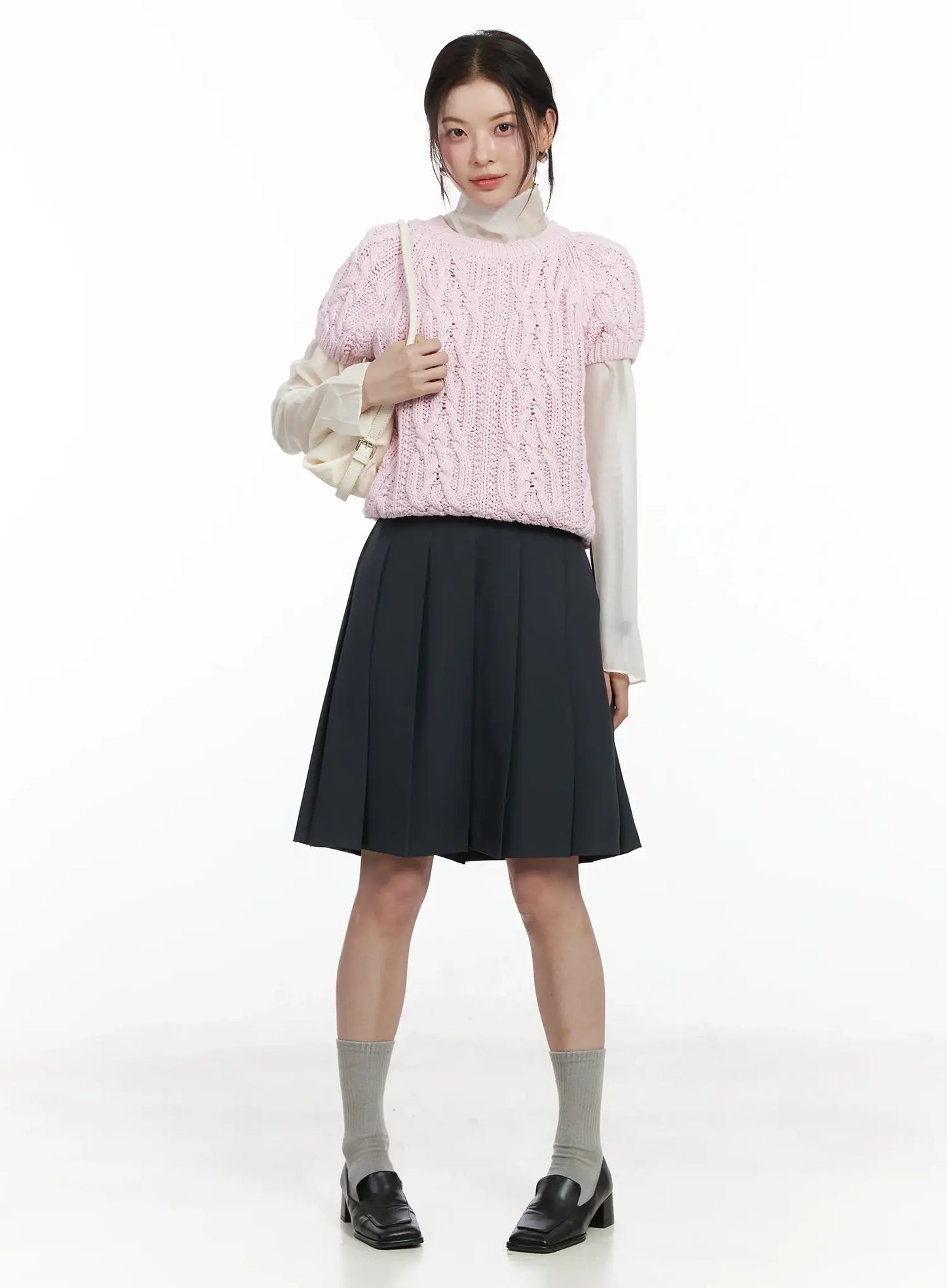 Cable Knit Short Sleeve Top IF524