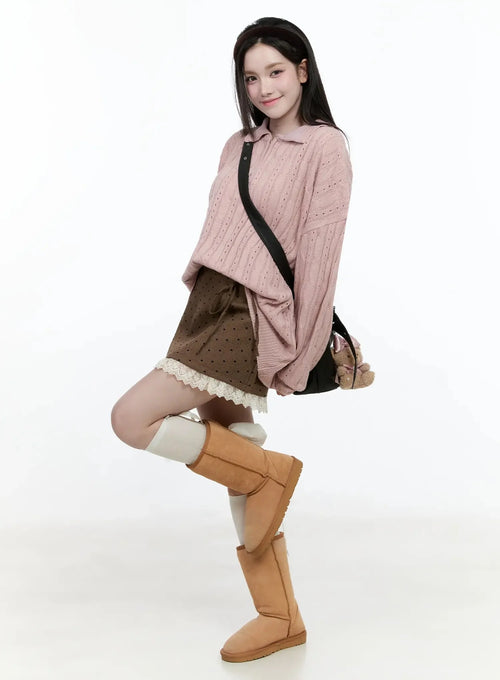 Cable Knit Half-Zip Sweater IO520
