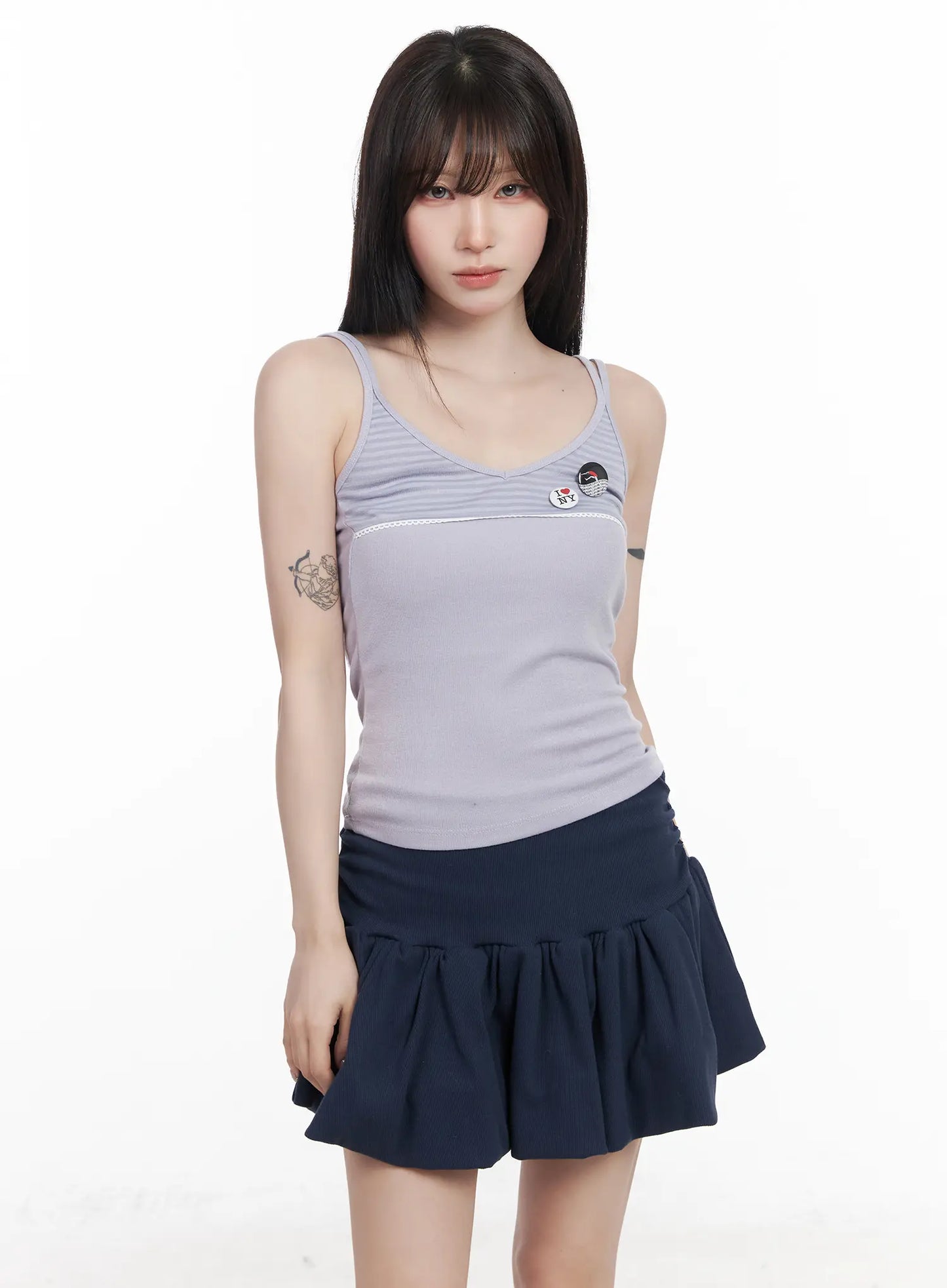 Casual Ribbed Sleeveless Top With Badges CF523