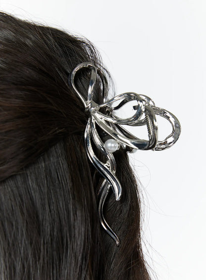 Bow Pearl Detail Claw Clip IY511