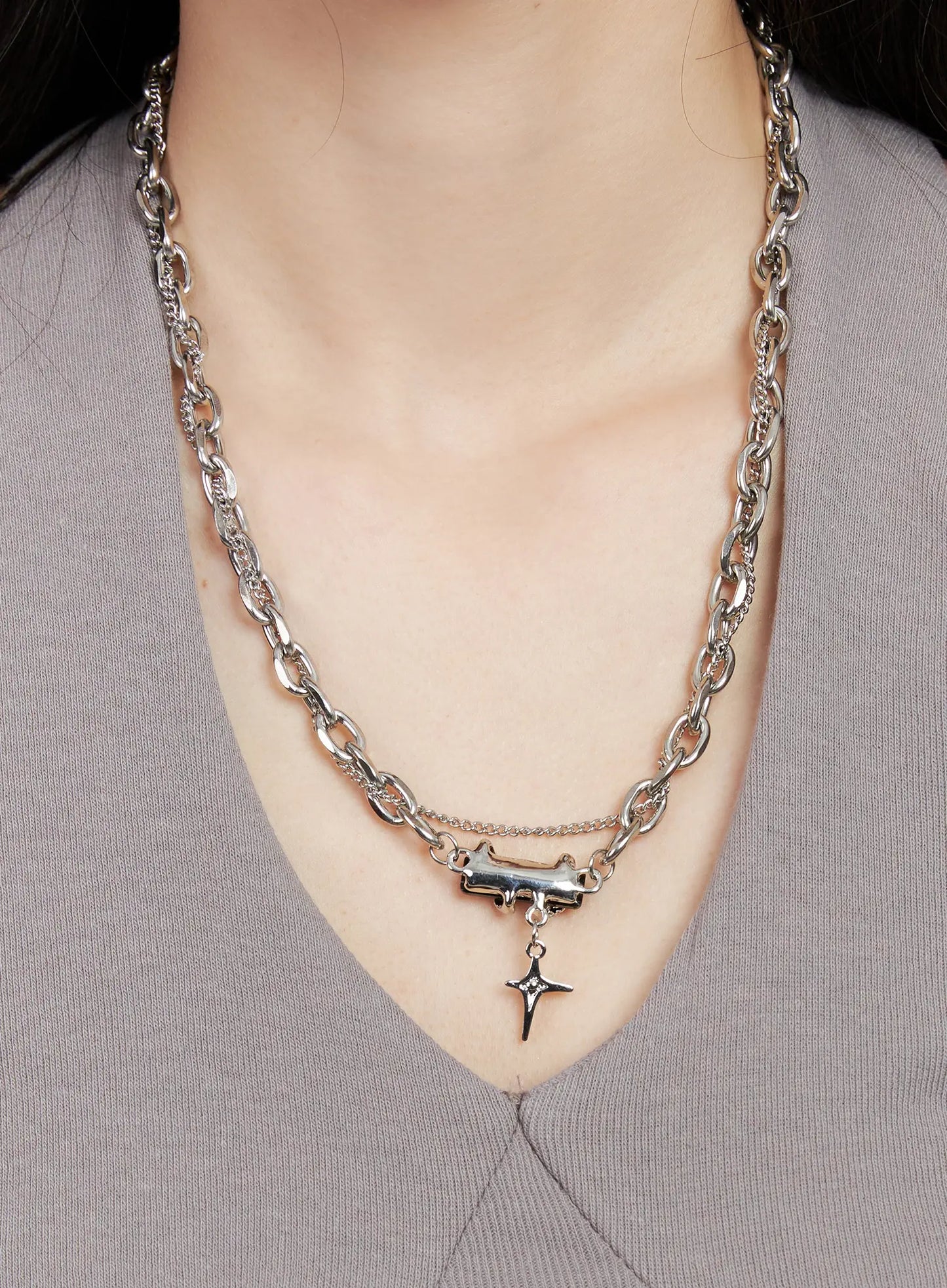 Black Crystal Pendant Necklace CG526
