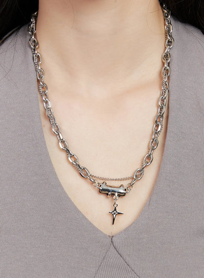 Black Crystal Pendant Necklace CG526
