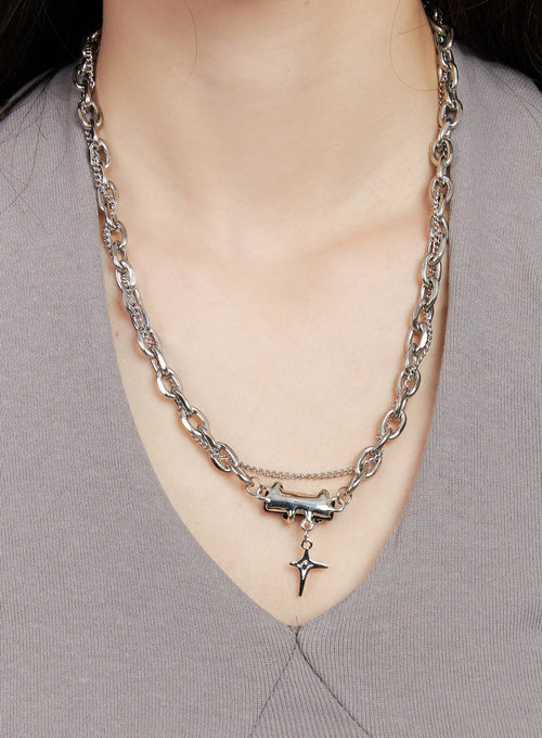 Black Crystal Pendant Necklace CG526