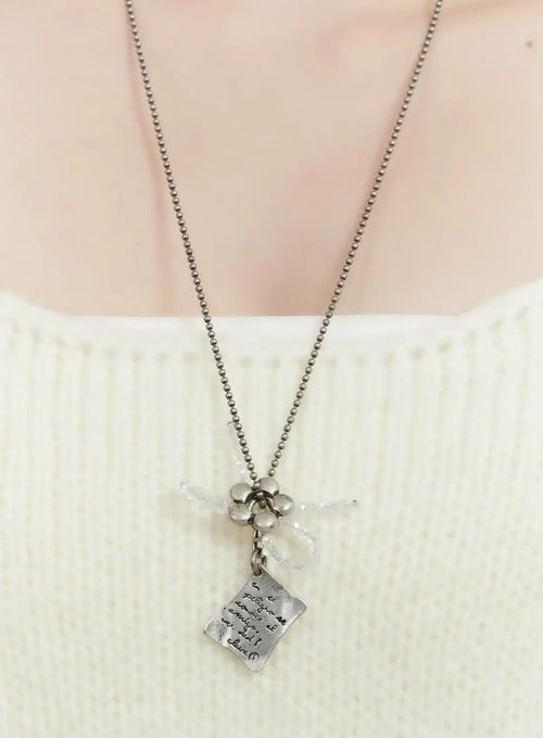 Clear Ribbon Necklace ID529