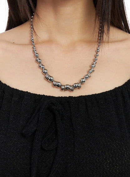 Bold Metallic Bead Necklace CD522