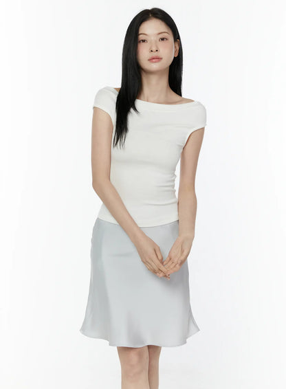Boat Neck Short Sleeve Top IU505