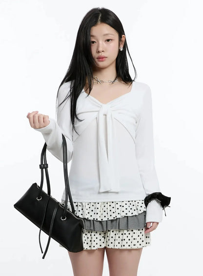 Bow Tie Long Sleeve Top IM519