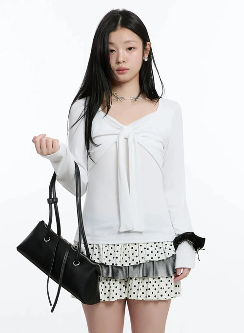 Bow Tie Long Sleeve Top IM519