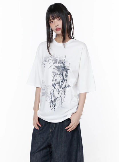 Casual Graphic Short Sleeve Top CU519