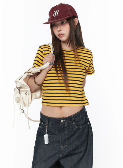 Casual Striped Short Sleeve Top CY529