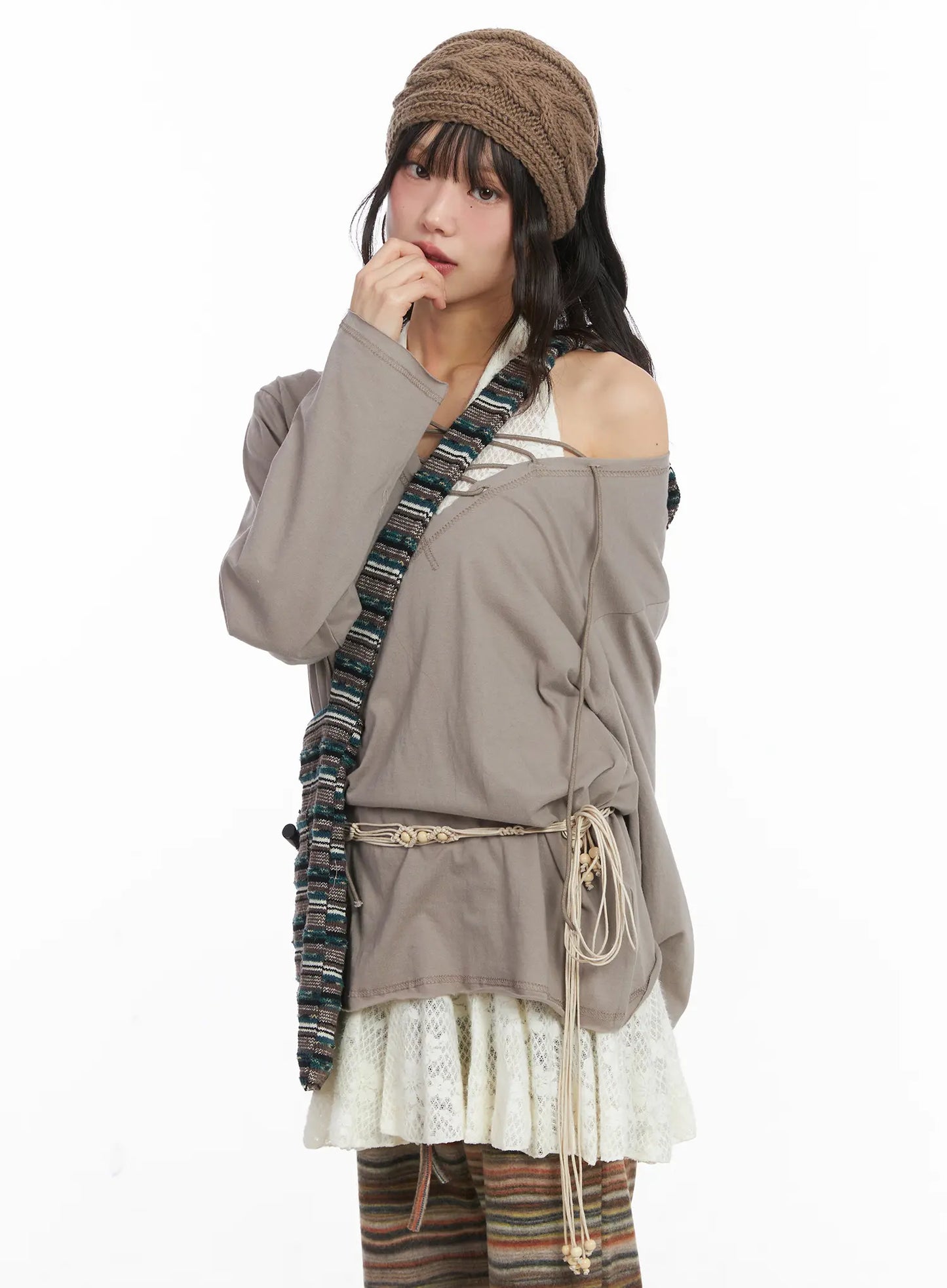 Casual Loose Fit Eyelet Tee CD531