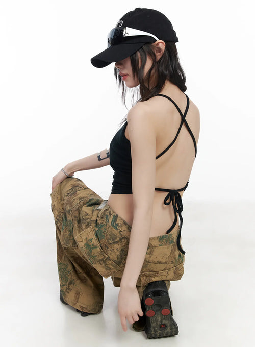 Backless Cross Strap Sleeveless Top CM526