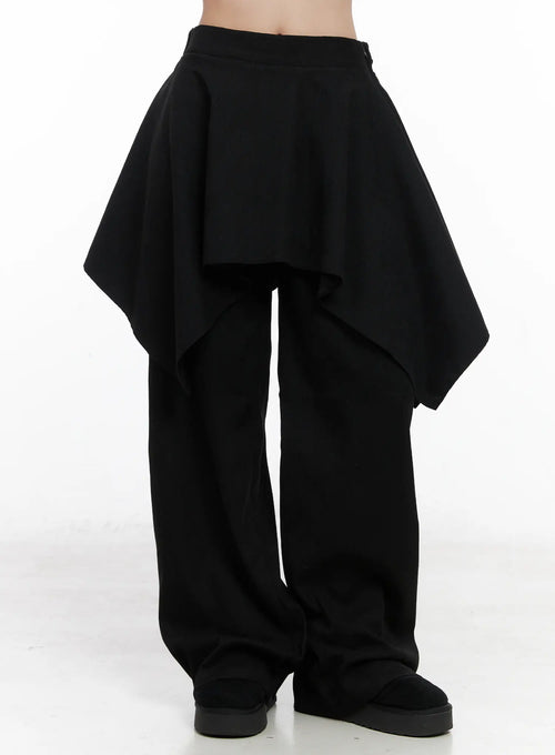 Asymmetric Layered Skirt Pants CN514
