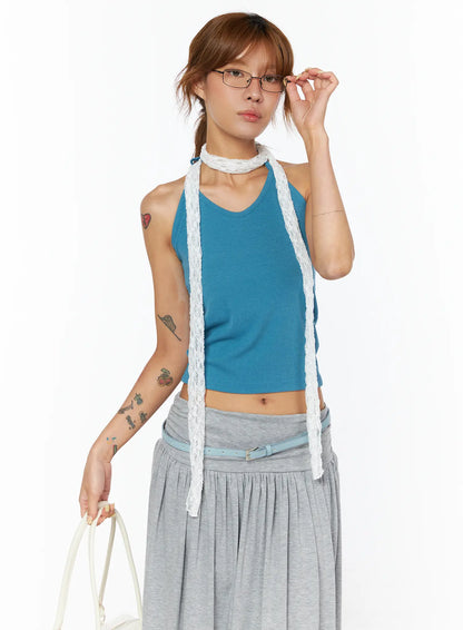 Basic Ribbed Halter Top CU518